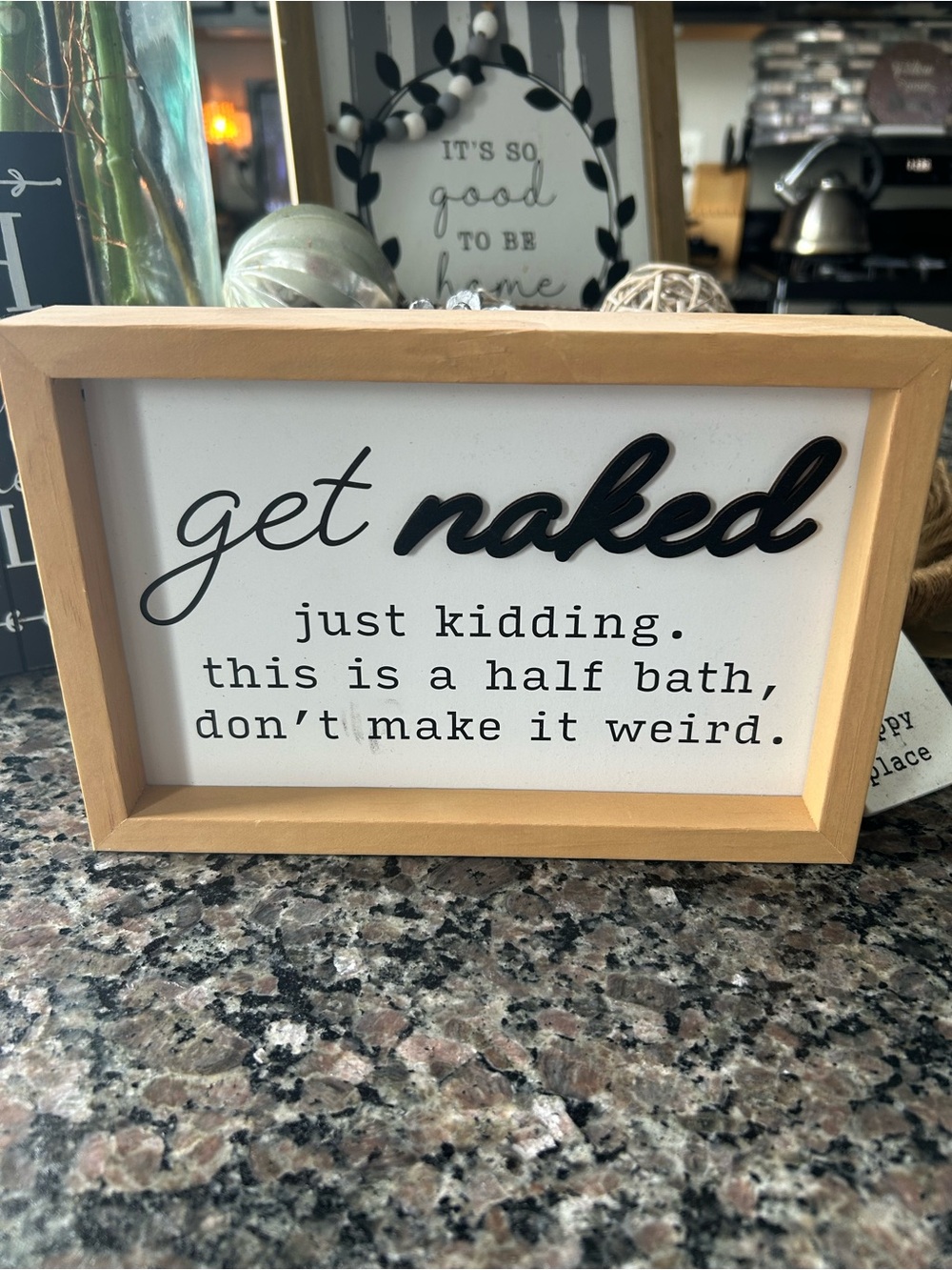 ✨ NEW Reversible Get Naked Framed Wall Sign - Black on White with Natural Wood